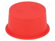 Plugs; Body: red; Out.diam: 37.8mm; H: 16.8mm; Mat: LDPE; push-in SUNDPLAST