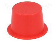 Plugs; Body: red; Out.diam: 29.7mm; H: 13.8mm; Mat: LDPE; push-in 