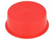 Plugs; Body: red; Out.diam: 49.6mm; H: 19.4mm; Mat: LDPE; push-in 