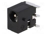 Connector: DC supply; socket; male; 500mA; angled 90°; on PCBs; THT LUMBERG