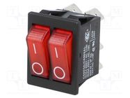 ROCKER; SPST; Pos: 2; ON-OFF; 16A/250VAC; red; neon lamp; 5500; 250V BULGIN