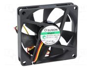 Fan: DC; axial; 12VDC; 70x70x15mm; 45.63m3/h; 31.5dBA; Vapo; 26AWG SUNON