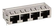 MODJACK RA FLGLS CAT5 PTH 4PORT SHIELD