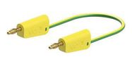 STACKABLE 4MM BANANA PLUG, GRN/YEL, 1M