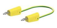 STACKABLE 4MM BANANA PLUG, GRN/YEL, 1M