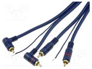 Cable; RCA plug x2,RCA plug x2 angled,control; 5m; navy blue 4CARMEDIA