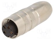 Connector: M16; plug; female; soldering; for cable; PIN: 4; 5A; 250V 