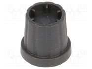 Knob; with flange; plastic; Øshaft: 6mm; Ø16.5x19.2mm; black CLIFF