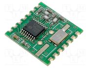 Module: RF; FM transceiver; FSK; 433.92MHz; SPI; -105dBm; 5dBm; SMD HOPE MICROELECTRONICS