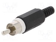 Plug; RCA; male; with strain relief; straight; soldering LUMBERG