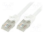 Patch cord; U/UTP; 6; stranded; CCA; PVC; white; 3m; 24AWG LOGILINK