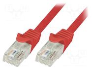 Patch cord; RJ45 plug,both sides; U/UTP; 6; stranded; CCA; PVC; red LOGILINK