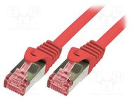 Patch cord; S/FTP; 6; stranded; Cu; LSZH; red; 1m; 27AWG LOGILINK