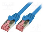 Patch cord; S/FTP; 6; stranded; Cu; LSZH; blue; 1m; 27AWG LOGILINK