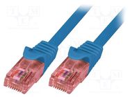 Patch cord; U/UTP; 6; stranded; Cu; LSZH; blue; 1m; 26AWG LOGILINK