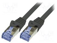 Patch cord; S/FTP; 6a; stranded; Cu; LSZH; black; 1m; 26AWG LOGILINK