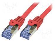 Patch cord; S/FTP; 6a; stranded; Cu; LSZH; red; 0.5m; 26AWG LOGILINK