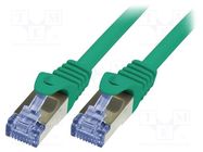 Patch cord; S/FTP; 6a; stranded; Cu; LSZH; green; 0.25m; 26AWG LOGILINK