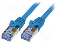 Patch cord; S/FTP; 6a; stranded; Cu; LSZH; blue; 1m; 26AWG LOGILINK