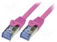 Patch cord; S/FTP; 6a; stranded; Cu; LSZH; pink; 3m; 26AWG LOGILINK