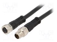 Cable: for sensors/automation; M8-M8; male; female; PIN: 3; plug 