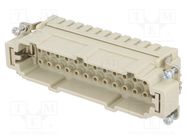 Connector: HDC; contact insert; male; Han® HMC; PIN: 24; 24+PE; 16A HARTING