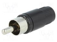 Connector: RCA; plug; male; straight; soldering; black; for cable LUMBERG