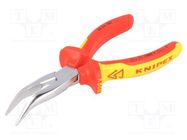 Pliers; insulated,curved,half-rounded nose; steel; 160mm; 1kVAC 