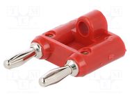 Connector: 4mm banana; stackable safety shunt; 15A; 5kV; red POMONA