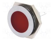 Indicator: LED; flat; red; 12÷14VDC; Ø22mm; IP67; metal; ØLED: 20mm 