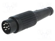 Connector: DIN; plug; male; PIN: 8; Layout: 270°; straight; for cable DELTRON