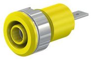 4MM BANANA JACK, PANEL MOUNT, 24 A, 1 KV, NICKEL PLATED CONTACTS, YELLOW 40AH1767