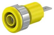 4MM BANANA JACK, PANEL MOUNT, 24 A, 1 KV, NICKEL PLATED CONTACTS, YELLOW