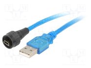 Cable; USB 2.0; USB A mini plug,USB A plug; 1m; IP67 ENCITECH