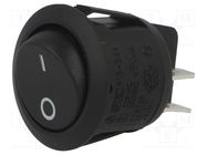 ROCKER; DPST; Pos: 2; ON-OFF; 10A/250VAC; black; none; R13; round BULGIN