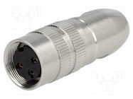 Connector: M16; plug; female; soldering; for cable; PIN: 3; 5A; 250V 