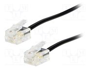 Cable: telephone; RJ11 plug,both sides; 20m; black BQ CABLE