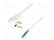 Cable; 3x1mm2; CEE 7/7 (E/F) plug angled,wires; PVC; 2.5m; white LIAN DUNG