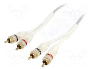 Cable; RCA socket x2,both sides; 5m; white; for amplifier 4CARMEDIA