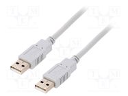 Cable; USB 2.0; USB A plug,both sides; 3m; grey; Core: Cu BQ CABLE