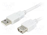 Cable; USB 2.0; USB A socket,USB A plug; 2m; light grey BQ CABLE