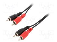 Cable; RCA plug x2,both sides; 2.5m; black BQ CABLE