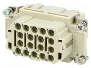 Connector: HDC; contact insert; female; 16A; 500V; Han® EE; PIN: 18 HARTING