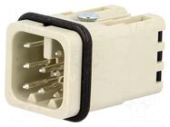 Connector: HDC; contact insert; male; 10A; 50V; Han® D; PIN: 8 HARTING