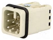 Connector: HDC; contact insert; male; 10A; 50V; Han® D; PIN: 8 HARTING