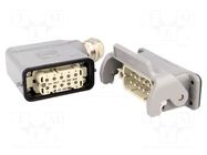 Connector: HDC; male + female; 16A; 250V; Han Kit; PIN: 10; 10+PE HARTING