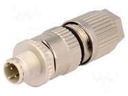 Connector: M12; plug; PIN: 4; male; HARAX; 32V; straight; IP67; IDC HARTING
