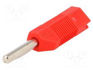 Connector: 4mm banana; plug; 16A; 50VDC; red; for cable; 2.5mm2 DELTRON