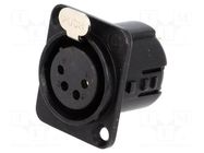 Connector: XLR; socket; female; 10A; 50V; PIN: 4; straight; soldering DELTRON