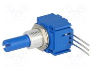 Potentiometer: shaft; single turn; 10kΩ; ±20%; 1W; logarithmic BOURNS